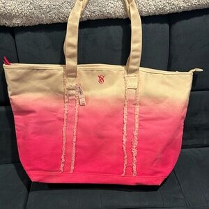 Victoria's Secret Pink Ombre Canvas Tote with Cream Top